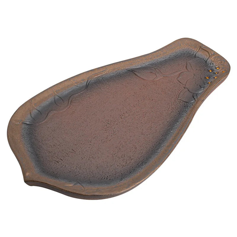 Japanese bodhi dry foam tray saucer plate gold plated Tito plate stone tea set Kitchen restaurant bar Home garden