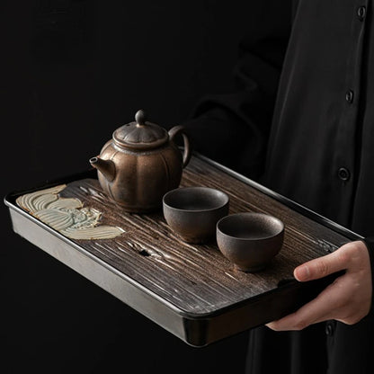 Japanese gold plated water storage tea tray home dry foam table tea set kitchen restaurant bar home garden