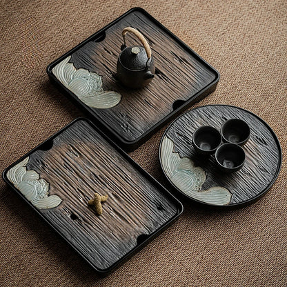 Japanese gold plated water storage tea tray home dry foam table tea set kitchen restaurant bar home garden