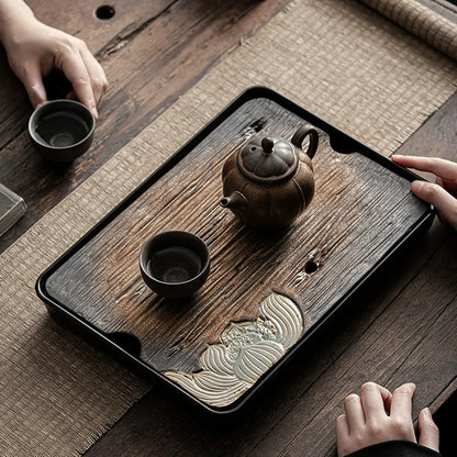 Japanese gold plated water storage tea tray home dry foam table tea set kitchen restaurant bar home garden