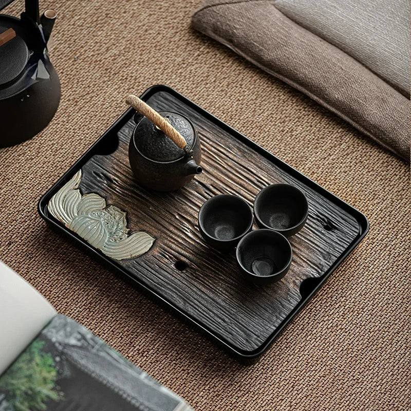 Japanese gold plated water storage tea tray home dry foam table tea set kitchen restaurant bar home garden