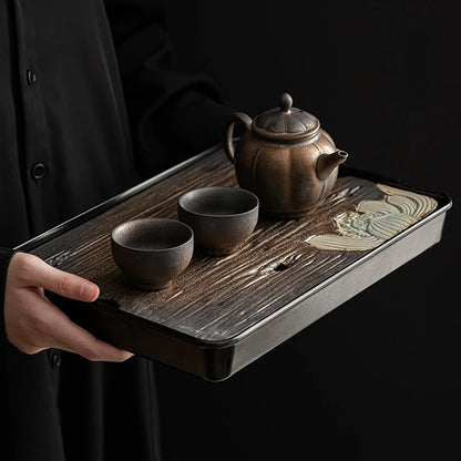 Japanese gold plated water storage tea tray home dry foam table tea set kitchen restaurant bar home garden