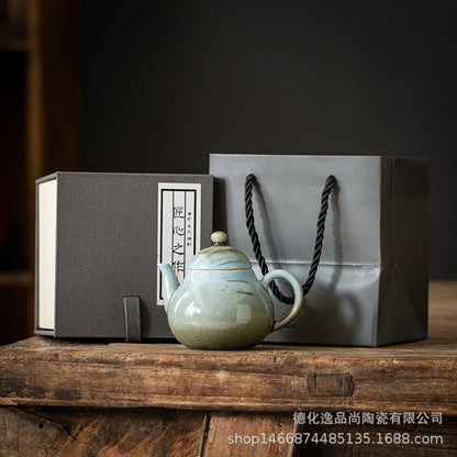Japanese hand-held tea set drop kettle Tea set antique ceramic teapot retro wood tea set Kitchen restaurant bar Home garden