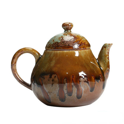 Japanese hand-held tea set drop kettle Tea set antique ceramic teapot retro wood tea set Kitchen restaurant bar Home garden