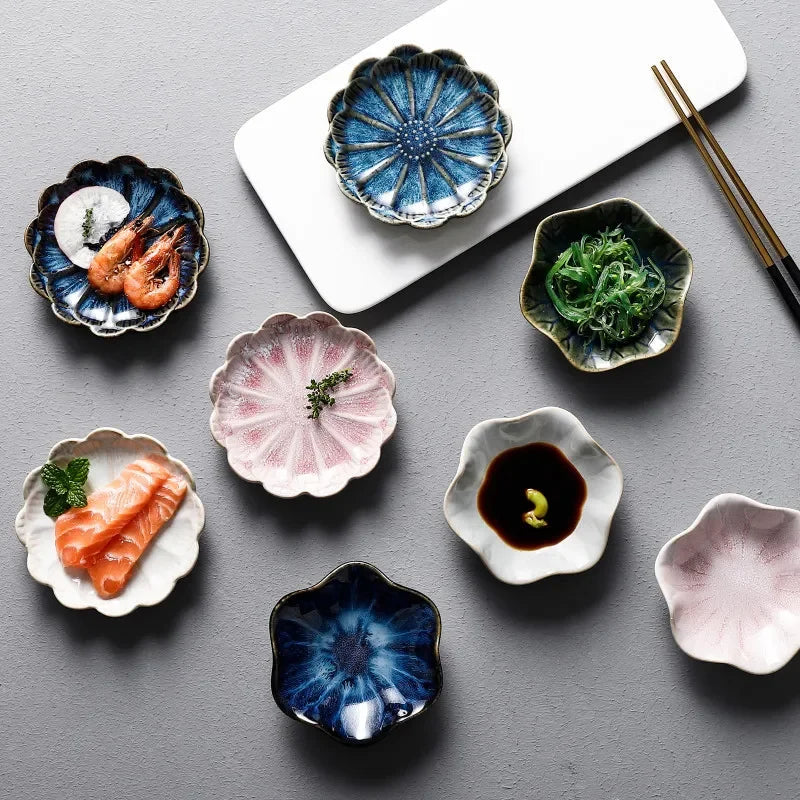 Japanese kiln change dish ceramic snack dish seasoning dish restaurant hot pot sauce dish sushi sauce dish