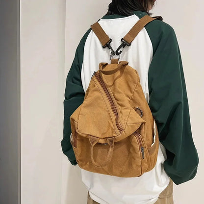 Japanese lazy feng shui wash canvas for men and women large capacity single shoulder messenger bag small backpack