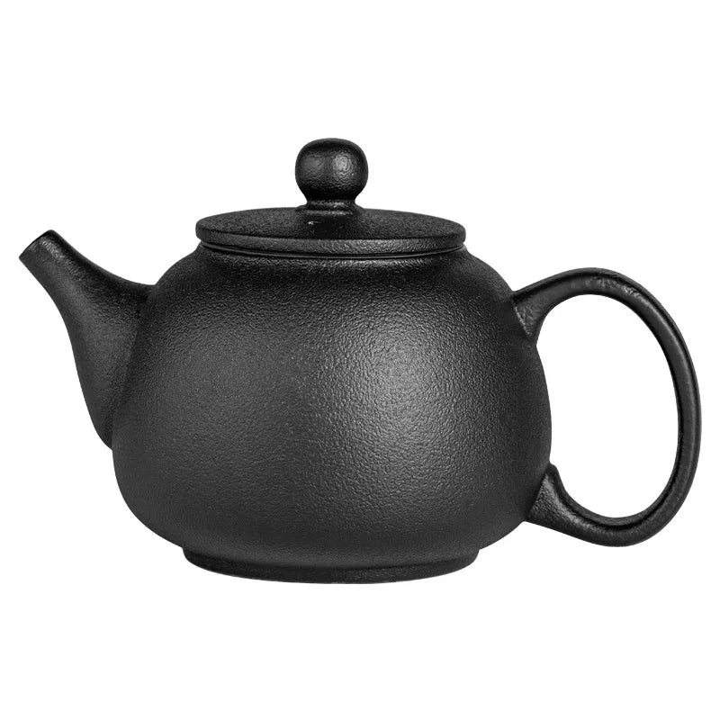 Japanese-style Black Pottery Teapot Vintage Ceramic Side Handle Teapot Antique Burn Kettle Tea Infuser Kung Fu Tea Set Gifts
