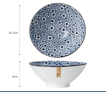 Japanese-style Ceramic Tableware Big Soup Bowl Household Large Ramen Bowl Bucket Hat Trumpet Bowl Instant Noodle Bowl Net Red