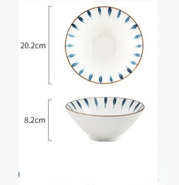 Japanese-style Ceramic Tableware Big Soup Bowl Household Large Ramen Bowl Bucket Hat Trumpet Bowl Instant Noodle Bowl Net Red