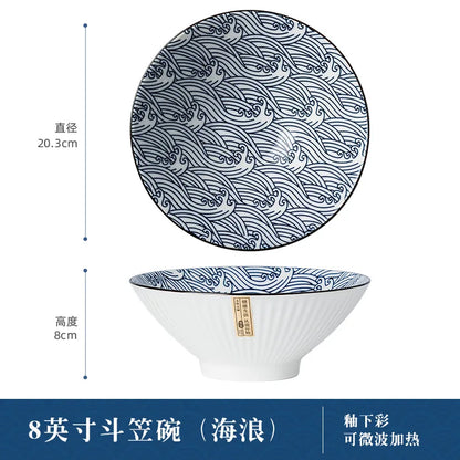 Japanese-style Ceramic Tableware Big Soup Bowl Household Large Ramen Bowl Bucket Hat Trumpet Bowl Instant Noodle Bowl Net Red