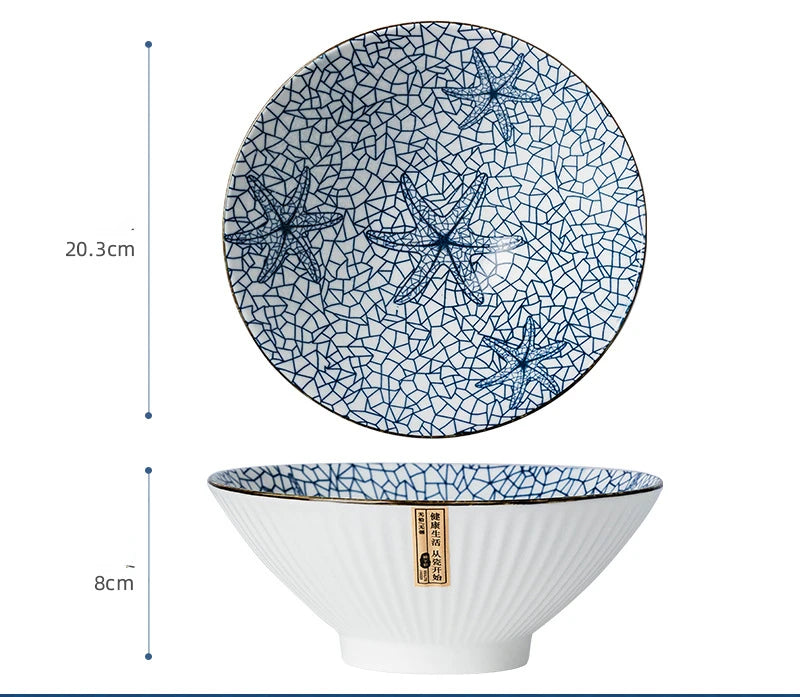 Japanese-style Ceramic Tableware Big Soup Bowl Household Large Ramen Bowl Bucket Hat Trumpet Bowl Instant Noodle Bowl Net Red
