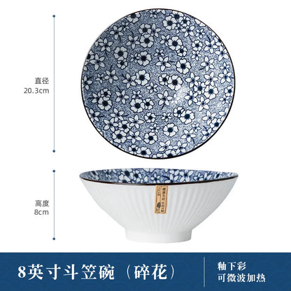 Japanese-style Ceramic Tableware Big Soup Bowl Household Large Ramen Bowl Bucket Hat Trumpet Bowl Instant Noodle Bowl Net Red
