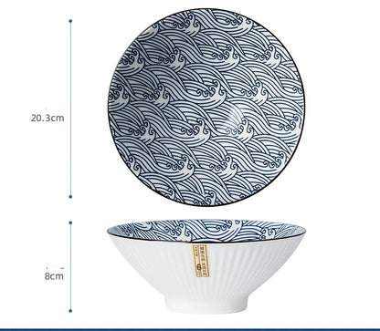 Japanese-style Ceramic Tableware Big Soup Bowl Household Large Ramen Bowl Bucket Hat Trumpet Bowl Instant Noodle Bowl Net Red