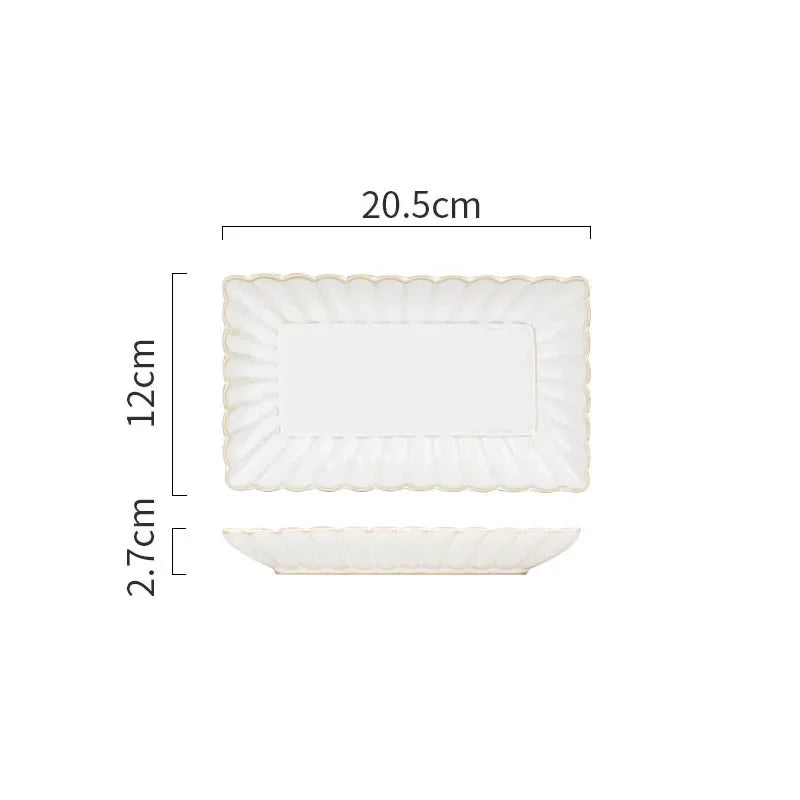 Japanese-style Chrysanthemum White Ceramic Plate  Sushi Salad Steak  Breakfast  Microwave Oven Special Kitchen Home Plate