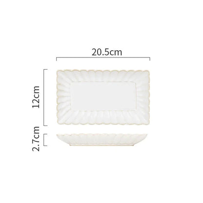 Japanese-style Chrysanthemum White Ceramic Plate  Sushi Salad Steak  Breakfast  Microwave Oven Special Kitchen Home Plate