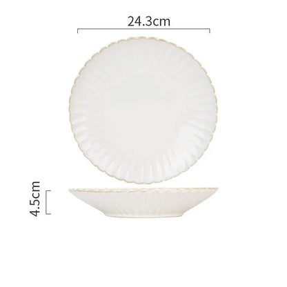 Japanese-style Chrysanthemum White Ceramic Plate  Sushi Salad Steak  Breakfast  Microwave Oven Special Kitchen Home Plate