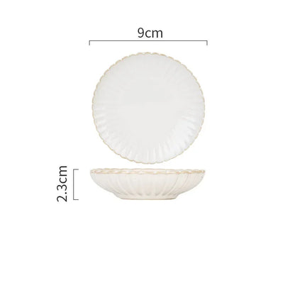 Japanese-style Chrysanthemum White Ceramic Plate  Sushi Salad Steak  Breakfast  Microwave Oven Special Kitchen Home Plate