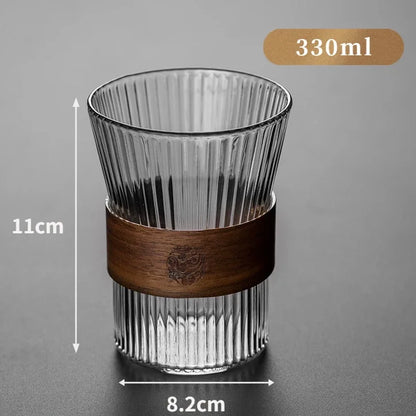 Japanese-style Creative Heat-resistant Glass Home Tea Cup with Bamboo Pad Office Thickened Transparent Water Cup Green Tea Cup