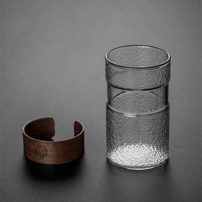 Japanese-style Creative Heat-resistant Glass Home Tea Cup with Bamboo Pad Office Thickened Transparent Water Cup Green Tea Cup
