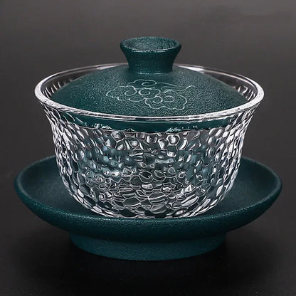 Japanese-style Heat-resistant Glass Gaiwan Ceramic with Cover Teacup Tea Maker Household Transparent Tea Bowl Boutique Tea Set