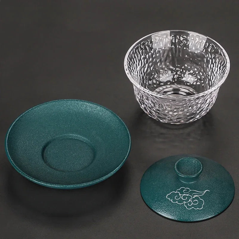 Japanese-style Heat-resistant Glass Gaiwan Ceramic with Cover Teacup Tea Maker Household Transparent Tea Bowl Boutique Tea Set