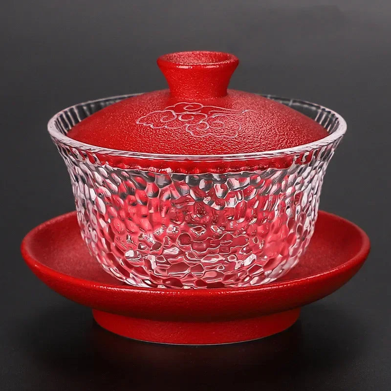 Japanese-style Heat-resistant Glass Gaiwan Ceramic with Cover Teacup Tea Maker Household Transparent Tea Bowl Boutique Tea Set