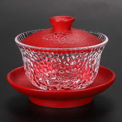 Japanese-style Heat-resistant Glass Gaiwan Ceramic with Cover Teacup Tea Maker Household Transparent Tea Bowl Boutique Tea Set