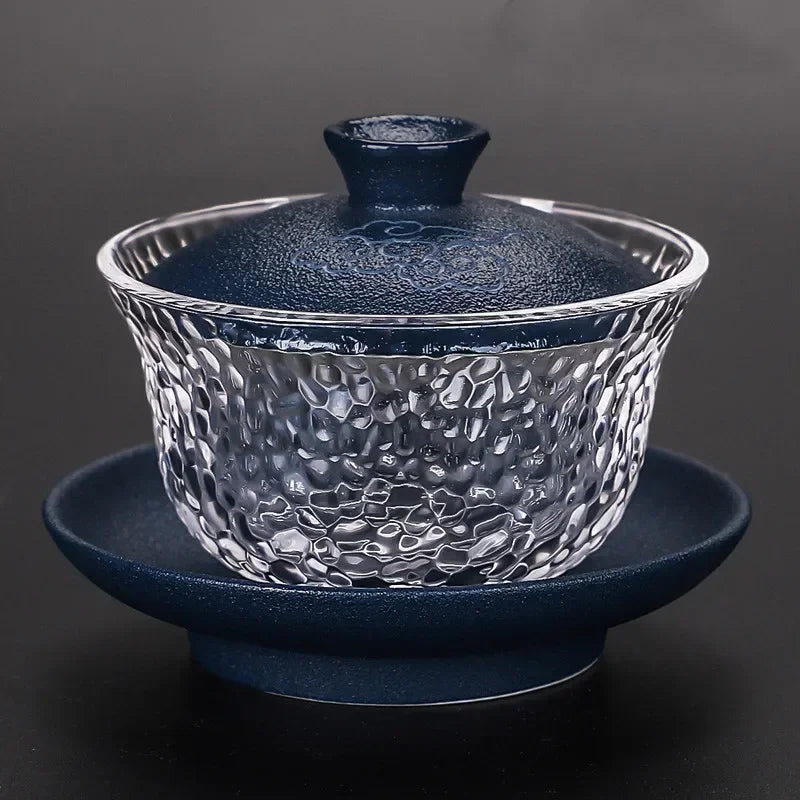 Japanese-style Heat-resistant Glass Gaiwan Ceramic with Cover Teacup Tea Maker Household Transparent Tea Bowl Boutique Tea Set