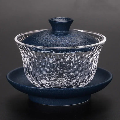 Japanese-style Heat-resistant Glass Gaiwan Ceramic with Cover Teacup Tea Maker Household Transparent Tea Bowl Boutique Tea Set