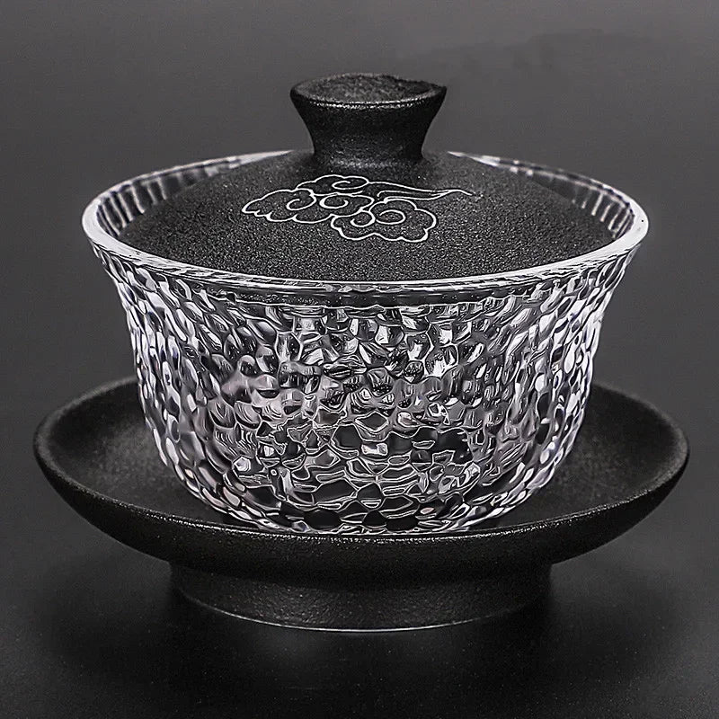 Japanese-style Heat-resistant Glass Gaiwan Ceramic with Cover Teacup Tea Maker Household Transparent Tea Bowl Boutique Tea Set