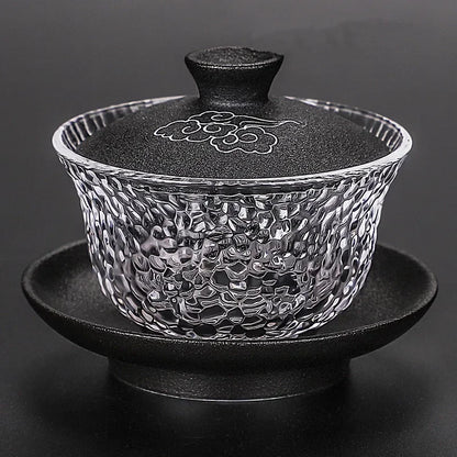 Japanese-style Heat-resistant Glass Gaiwan Ceramic with Cover Teacup Tea Maker Household Transparent Tea Bowl Boutique Tea Set