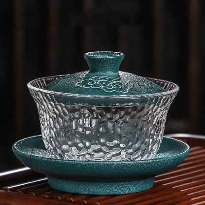 Japanese-style Heat-resistant Glass Gaiwan Ceramic with Cover Teacup Tea Maker Household Transparent Tea Bowl Boutique Tea Set