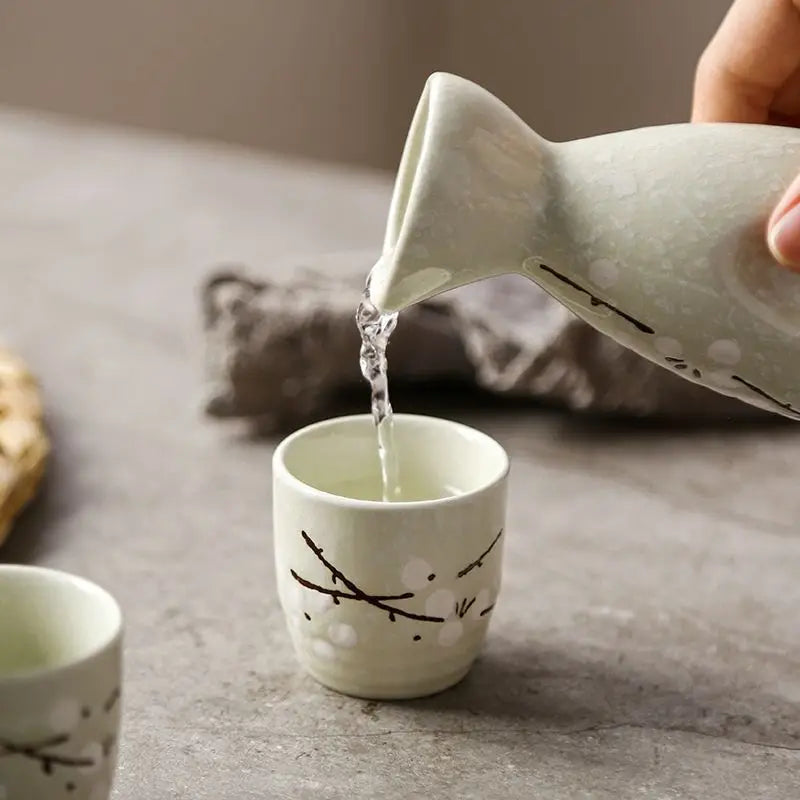 Japanese-style and Wind-temperature Wine Ware Clear Wine Set Small Wine Bottle Ceramic Sushi Shop Small Wine Cup