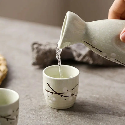 Japanese-style and Wind-temperature Wine Ware Clear Wine Set Small Wine Bottle Ceramic Sushi Shop Small Wine Cup