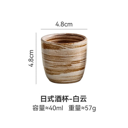 Japanese style ceramic ancient white wine cup sake set, home antique coffee cup, wine pot, classical Shochu cup
