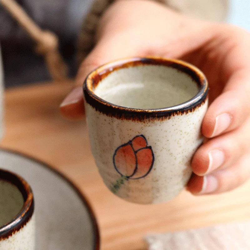 Japanese style ceramic ancient white wine cup sake set, home antique coffee cup, wine pot, classical Shochu cup