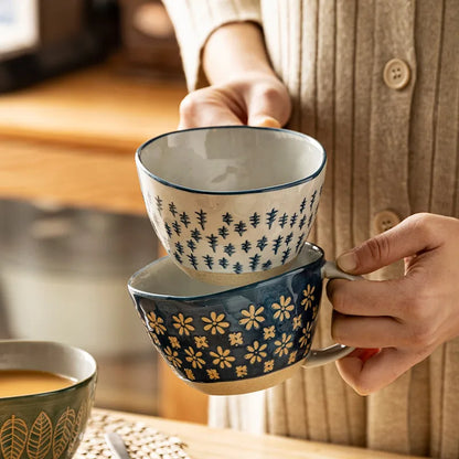 Japanese style ceramic retro coffee mug ceramic milk mug handle office water cup kitchen water tool Valentine's Day gift 310ml