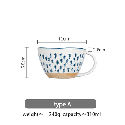 Japanese style ceramic retro coffee mug ceramic milk mug handle office water cup kitchen water tool Valentine's Day gift 310ml