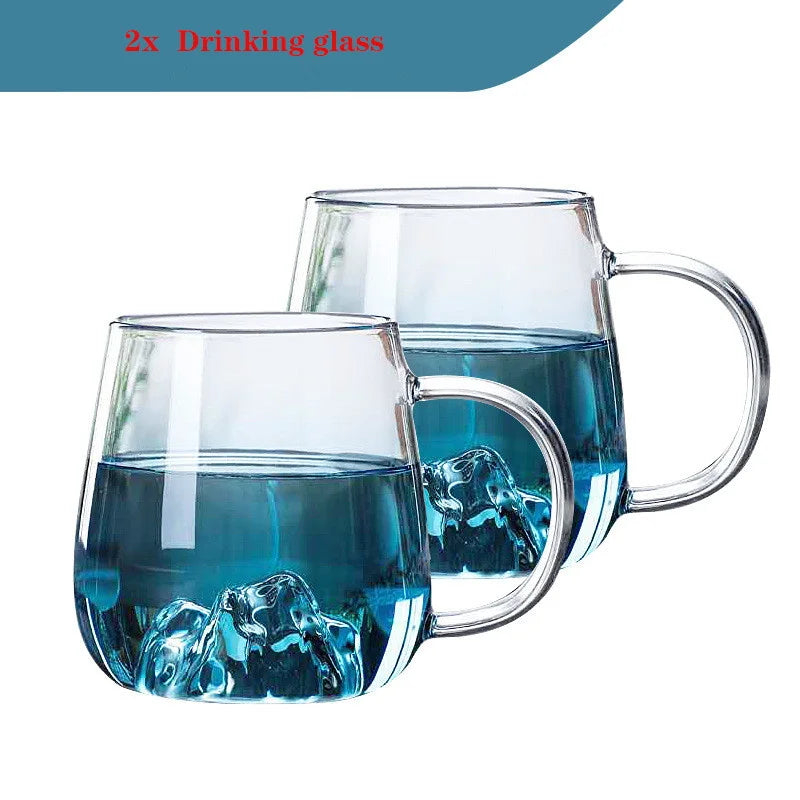 Japanese-style glass cold kettle,Large capacity can be heated Thickened glass creative view mountain pot Home tea set kettle