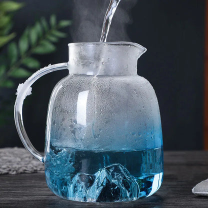 Japanese-style glass cold kettle,Large capacity can be heated Thickened glass creative view mountain pot Home tea set kettle