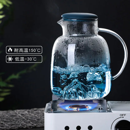 Japanese-style glass cold kettle,Large capacity can be heated Thickened glass creative view mountain pot Home tea set kettle