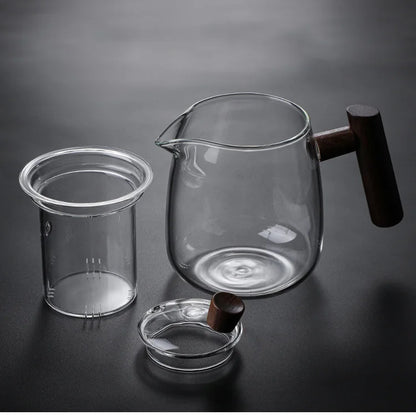 Japanese style glass teapot  High temperature resistance  built-in filter kung fu tea set suit- Clear-Smoke grey thickened glass