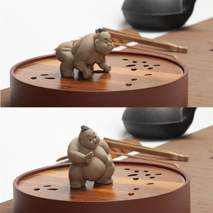Japanese style sumo wrestling figurine real yixing zisha duan clay statue creative crude pottery tea pet home table decoration