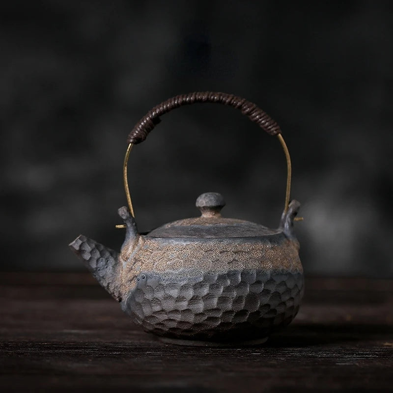Japanese teapot cup stone hammer kettle handmade stone retro ceramic kung fu tea set single pot tea