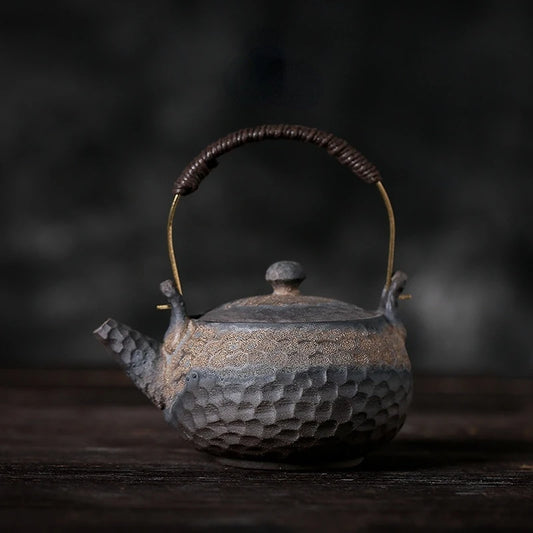 Japanese teapot cup stone hammer kettle handmade stone retro ceramic kung fu tea set single pot tea