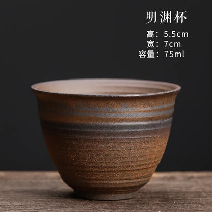 Japanese teapot cup stone hammer kettle handmade stone retro ceramic kung fu tea set single pot tea