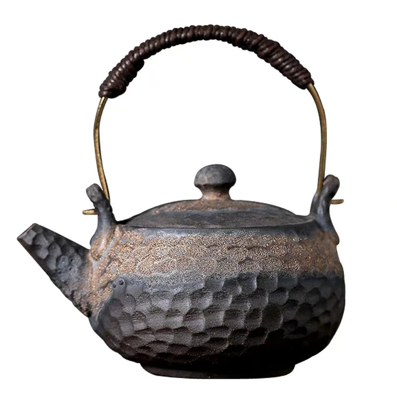 Japanese teapot cup stone hammer kettle handmade stone retro ceramic kung fu tea set single pot tea