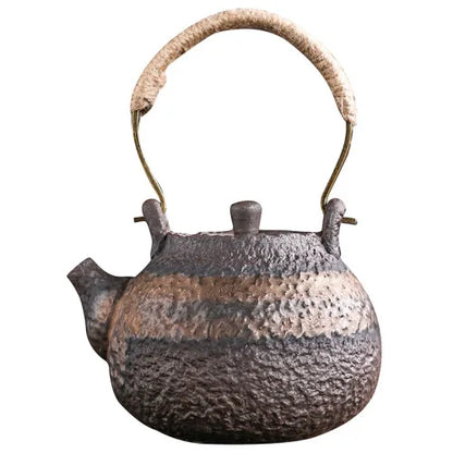 Japanese teapot cup stone stone hammer pattern kettle handmade retro ceramic kung fu tea set single pot tea