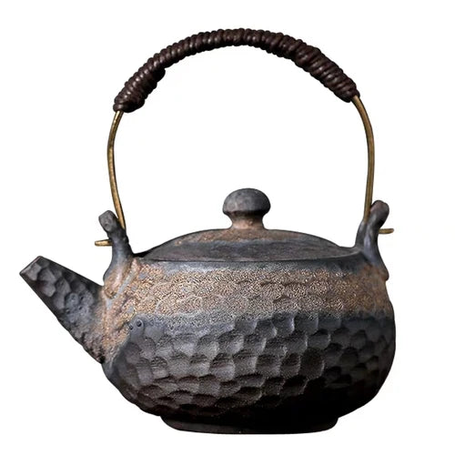 Japanese teapot cup stone stone hammer pattern kettle handmade retro ceramic kung fu tea set single pot tea