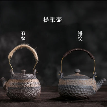 Japanese teapot cup stone stone hammer pattern kettle handmade retro ceramic kung fu tea set single pot tea